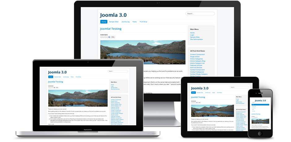 Joomla 3.0 is now 100% Mobile optimised.